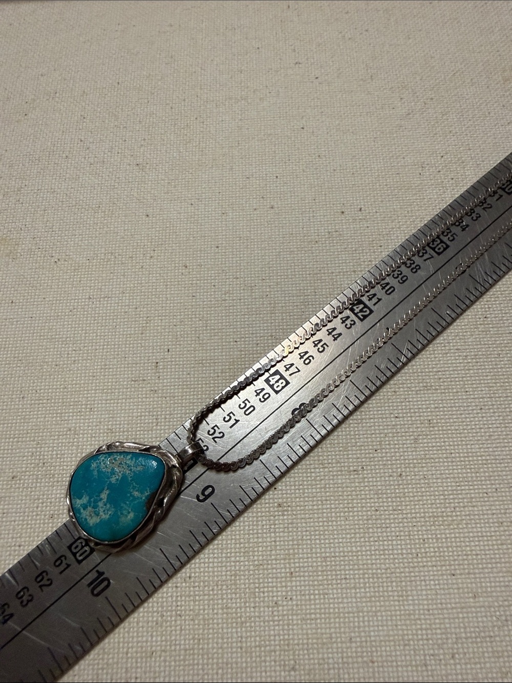 Stunning Native Sterling Silver 925 Turquoise Pendant Necklace 18’ in - Picture 9 of 9
